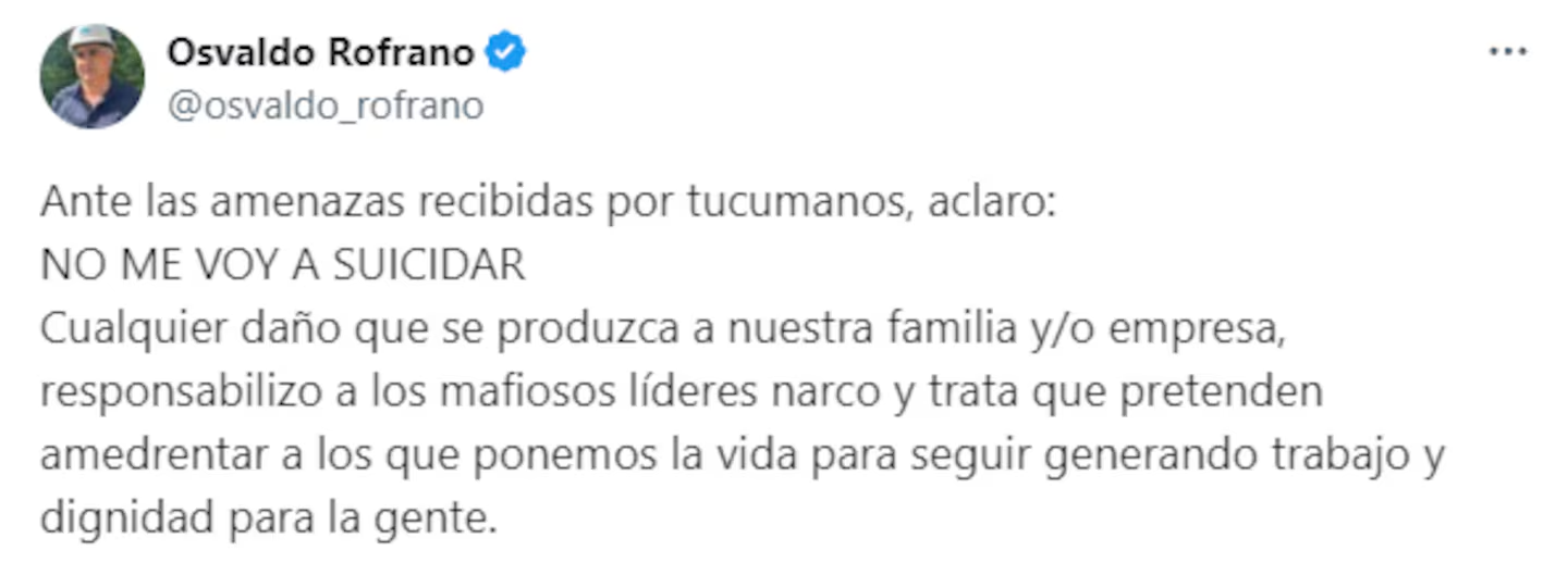 la publicacion que realizo el empresario una semana antes de aparecer muerto foto x osvaldorofrano TMXUTCM3SZD6JLE6DBNTPZEVAQ